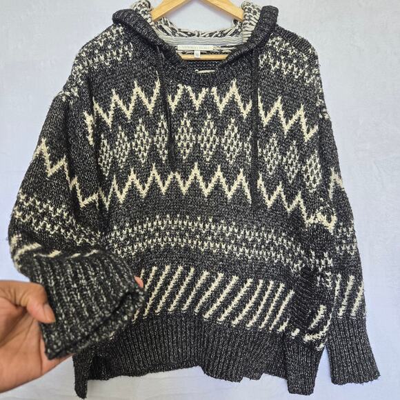 Victoria Secret Women Fair Isle Cabin Cozy Chunky Knit Oversize Hoodie Sweater L - Picture 4 of 12